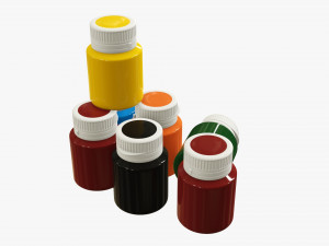 Color gouache paint jars Modelo 3D