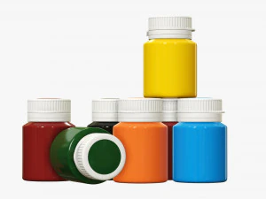 Color gouache paint jars 3D Model