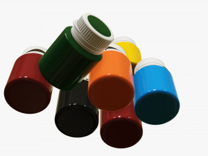Color gouache paint jars Modelo 3D