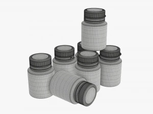 Color gouache paint jars 3D Model