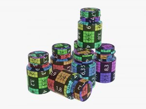 Color gouache paint jars 3D Model