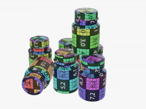 Color gouache paint jars 3D Model