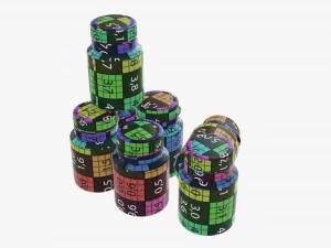 Color gouache paint jars 3D Model