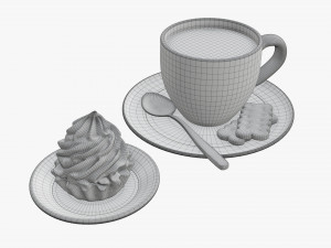 Cupcake with coffee and cookies Modelo 3D