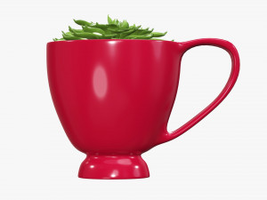 컵에 장식적인 식물 3D 모델