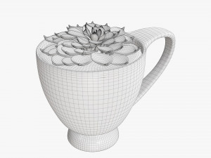 컵에 장식적인 식물 3D 모델
