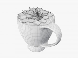 컵에 장식적인 식물 3D 모델