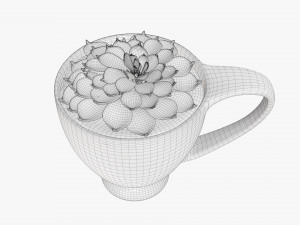 컵에 장식적인 식물 3D 모델