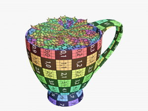 컵에 장식적인 식물 3D 모델