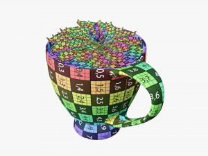 컵에 장식적인 식물 3D 모델