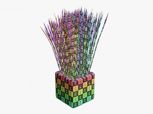 Decorative potted long grass Modelo 3D