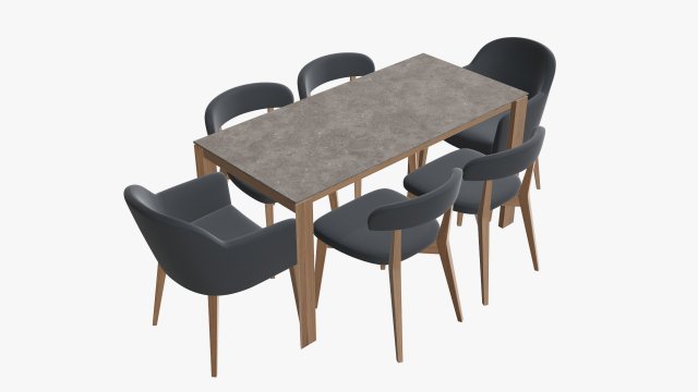 Dining table with chairs 3D Model .c4d .max .obj .3ds .fbx .stl .blend 