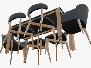 Dining table with chairs 3D Model