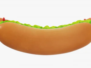 Hot dog with ketchup salad tomato stylized 3D Model