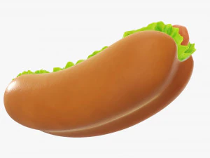 Hot dog with ketchup salad tomato stylized 3D Model