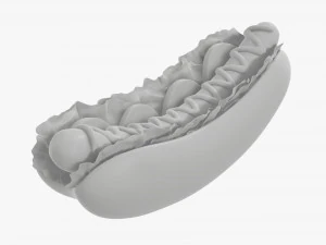 Hot dog with ketchup salad tomato stylized 3D Model