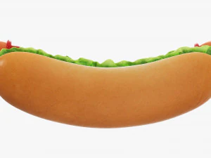 Hot dog with ketchup salad tomato v2 3D Model
