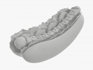 Hot dog with ketchup salad tomato v2 3D Model