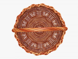 Round wicker wooden basket with handle Modelo 3D