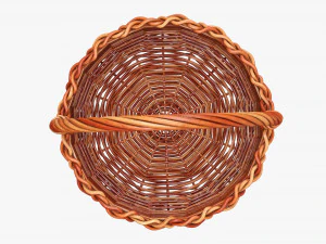 Cesta redonda de madera de mimbre con asa Modelo 3D