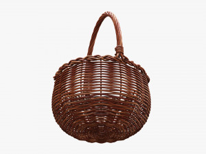 Round wicker wooden basket with handle Modelo 3D
