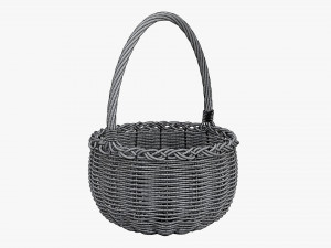 Round wicker wooden basket with handle Modelo 3D