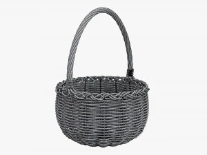 Cesta redonda de madera de mimbre con asa Modelo 3D