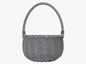 Cesta redonda de madera de mimbre con asa Modelo 3D