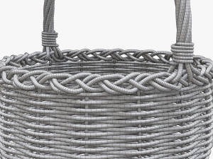 Round wicker wooden basket with handle Modelo 3D