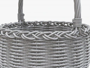 Cesta redonda de madera de mimbre con asa Modelo 3D