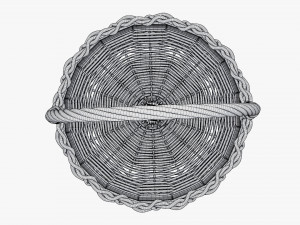 Round wicker wooden basket with handle Modelo 3D
