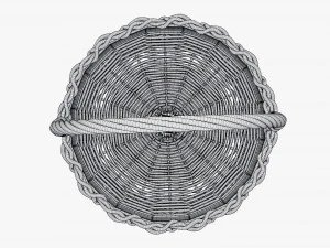 Cesta redonda de madera de mimbre con asa Modelo 3D
