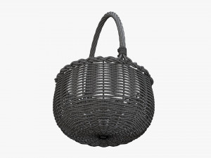 Round wicker wooden basket with handle Modelo 3D
