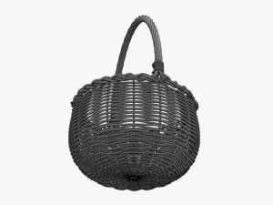 Cesta redonda de madera de mimbre con asa Modelo 3D