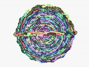 Cesta redonda de madera de mimbre con asa Modelo 3D