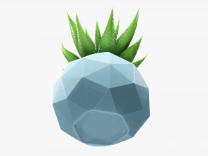 Succulent in planter pot plant 01 3D Model