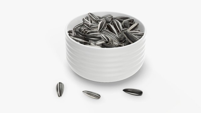 Sunflower seeds in bowl 01 Modelo 3D .c4d .max .obj .3ds .fbx .stl .blend 