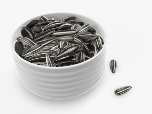 Sunflower seeds in bowl 01 Modelo 3D
