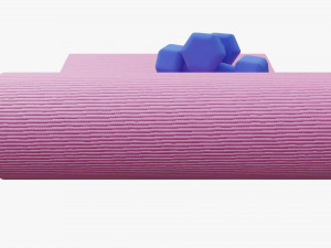 Yoga mat and dumbbells 3D Модель