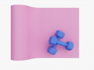 Yoga mat and dumbbells 3D Модель