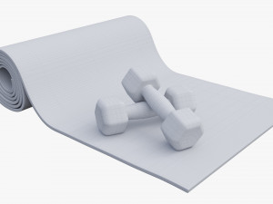 Yoga mat and dumbbells 3D Модель