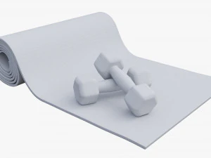 요가매트와 아령 3D 모델