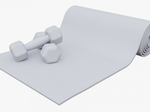 Yoga mat and dumbbells 3D Модель