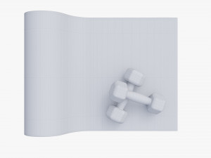 Yoga mat and dumbbells 3D Модель