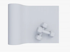 요가매트와 아령 3D 모델
