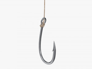 Fishing hook with line 3D Model