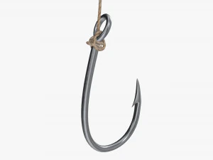 Fishing hook with line 3D Model