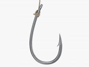 Fishing hook with line 3D Model
