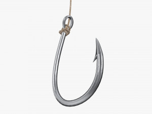 Fishing hook with line 3D Модель