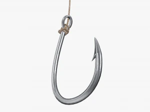 Fishing hook with line 3D Model